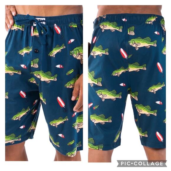 Lazy Ones Bass Fish Pajama Shorts NEW Size Large - Picture 1 of 7